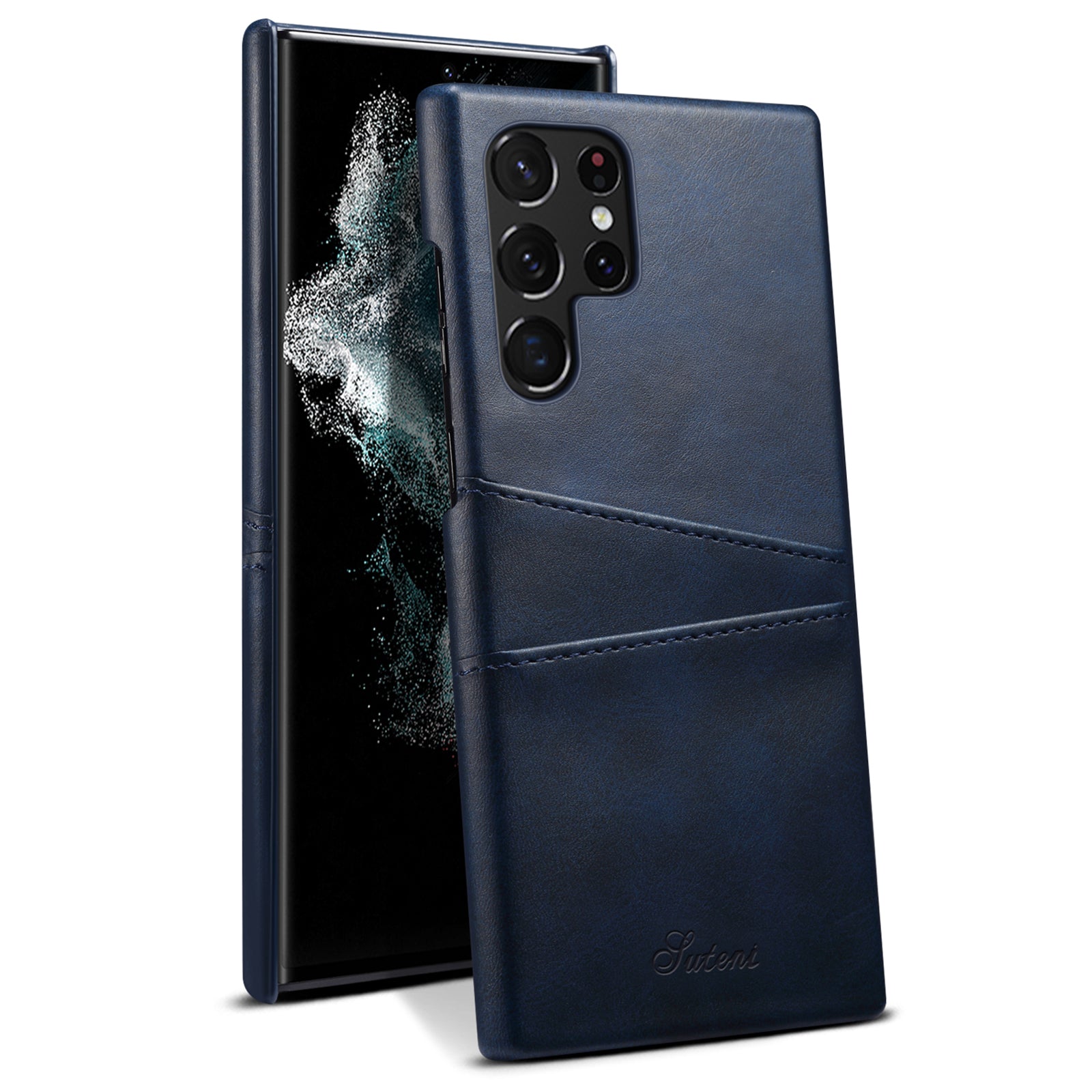 SUTENI For Samsung Galaxy S23 Ultra PU Leather Coated PC Phone Case Shockproof Calf Texture Back Cover with Card Slots SUTENI For Samsung Galaxy S23 Ultra PU Leather Coated PC Phone Case Shockproof Calf Texture Back Cover with Card Slots